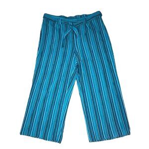Sag Harbor Striped Belted Cropped Pants Size 18